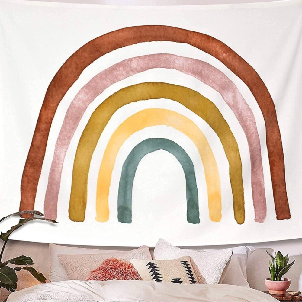 Boho Earthy Tones Rainbow Wall Tapestry Kiave Retro Cotton NWT New Home Warmth